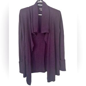 Eddie Bauer Plum Purple Cashmere Drape Layering Open Front Cardigan Size XS